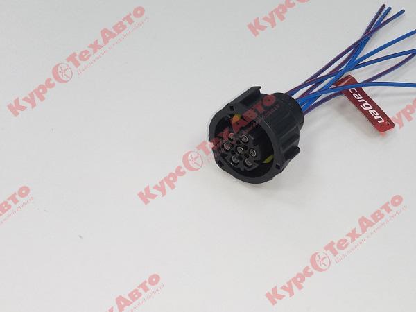 Колодка-разъем фары-блок ГАЗ-3302, КАМАЗ, МАЗ с проводом (байонет прямая с 7-ю проводами в гофре)